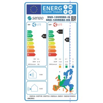 Sendo Hermes Gold SND-12HRSB2-ID / SND-12HRSB2-OD Κλιματιστικό Inverter 12000 BTU A++/A+ με WiFi